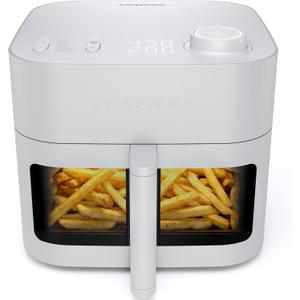 Chefman Crispinator Air Fryer 6-in-1 with 8 Qt capacity, 450F Max Temp with TurboFry Pro Technology for Fast and Even Results, Viewing Window, Nonstick Ceramic Basket (Concrete)