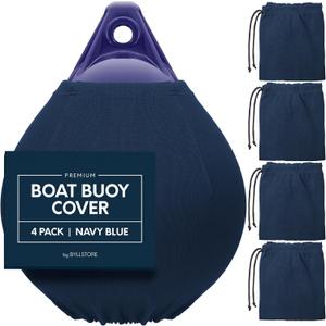 Boat Buoy Covers | 1, 2 & 4-Pack | Navy Blue | Diameter x Length: 15″ x 19″ & 17.5″ x 21″ | Polyester (4-Pack & 15″ x 19″)