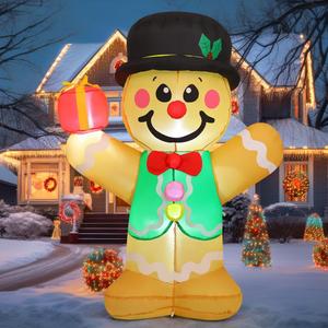 GOOSH 5 FT Christmas Inflatables Gingerbread Man Outdoor Christmas Decorations Blow Up Yard Decor with LED Lights for Xmas Holiday Party Indoor Garden Lawn Dcor