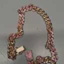 LEIFIDE Dog Chain Collar Diamond Link Puppy Collar 12 mm Wide Dog Necklace Metal Cat Chain Pet Crystal Necklace Jewelry Accessories for Small Medium Large Pet(16 Inch,Rose Gold, Pink)