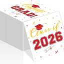 Class of 2026 Graduation Napkins, 3-Ply Disposable Congrats Grad Paper Napkins for Dinner and Cocktail Party Decorations, School and College, 6.5-Inch Square (100, Red)