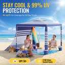 Beach Cabana,8 x 8 ft Large Pop Up Beach Canopy Tent for 6-8 People, UPF 50+ Beach Tent Sun Shelter with Sidewall, Wind Resistant Beach Shade, Reinforced Frame, Portable with Carry Bag