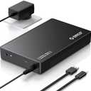 ORICO 3.5" External Hard Drive Enclosure SATA III to USB3.1 Type C for HDD Tool-Free Installation Supports UASP and 20TB Drives - Black