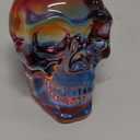 Crystal Skull Head Statues Clear Skull Figurines K9 Glass Skull Gemstone Halloween Decor Gifts for Women Plating Blue Red 2.8"