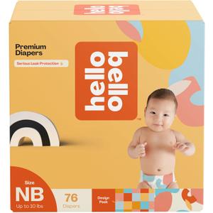 Hello Bello Premium Newborn Diapers, Honeysuckle Designs, 76ct Club Box, Hypoallergenic and Extra Absorbent Hello Bello Premium Newborn Diapers, Honeysuckle Designs, 76ct Club Box, Hypoallergenic and Extra Absorbent