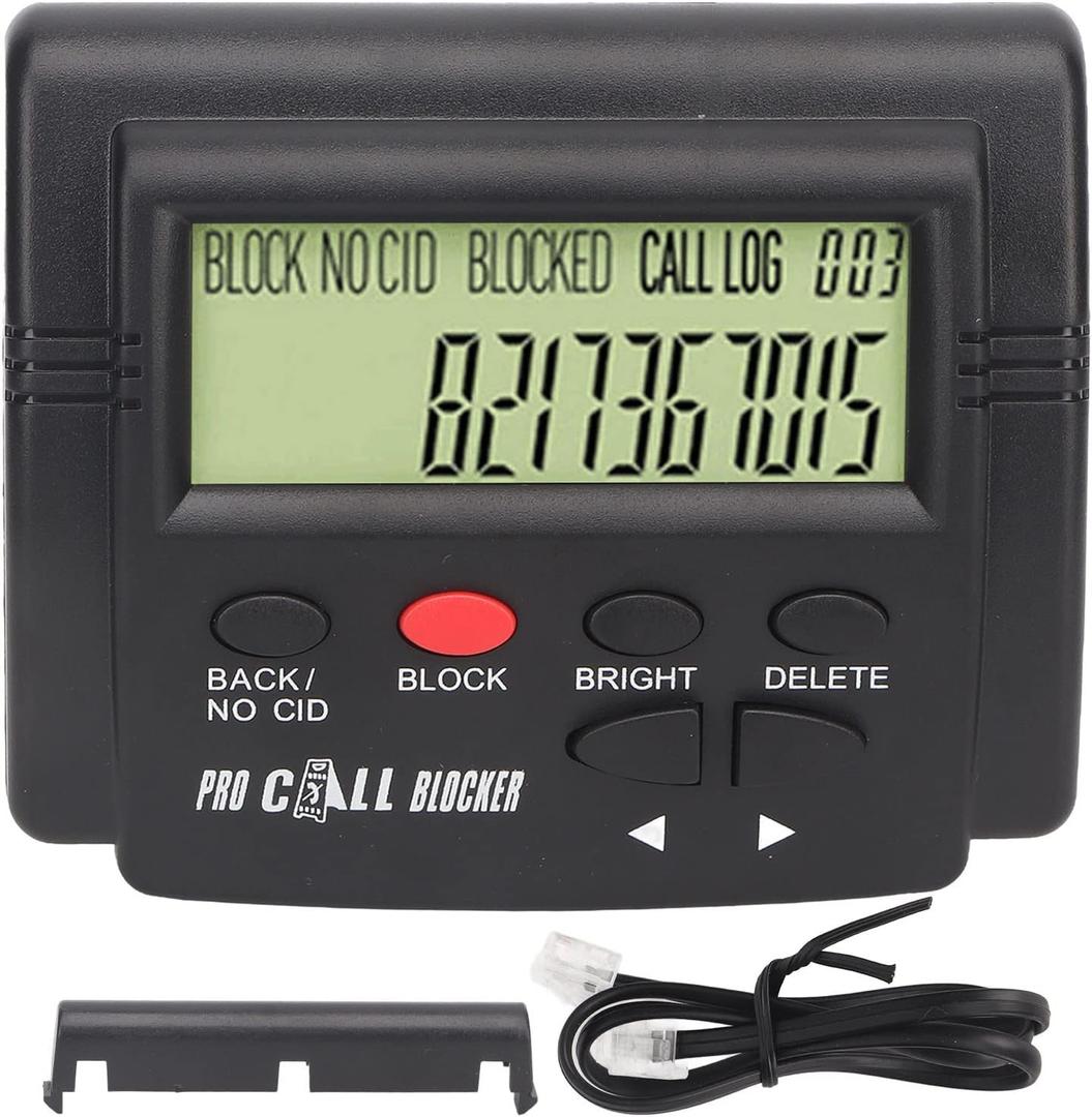 Call Blocker for Landline Phones, 2000 Groups, LCD Screen Display, Anti Harassment, Display Brightness, Large Capacity Prevent Harassment Caller ID Box with LCD Display
