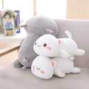 Cat Stuffed Animals, Soft Cat Plush Pillow Kawaii Kitten Stuffed Animal Toy Gifts for Kids (White Round Eyes, 13.7")