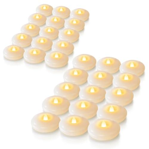 Homemory Flameless Led Floating Candles, 200 Hour White Battery Operate Waterproof Tealights for Cylinder Vases, Centerpieces at Wedding Decor, Party, Pool
