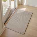 Sunfly 2x3 Entryway Rug with Non Slip Rubber Backing Beige