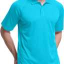 TIHEEN Golf Shirts for Men,Short Sleeve Moisture Wicking Proformance Big & Tall Polo Shirts (Blue)