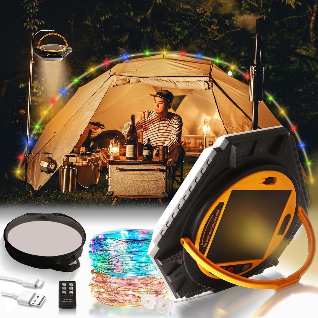 Camping String Lights & Lanterns,49.2 ft 4500mAh Rechargeable Solar Camping Fairy Lights with 8 Lighting Modes, IPX4 Waterproof Retractable Tent String Lights with Remote Control&Storage Bag Camping String Lights & Lanterns,49.2 ft 4500mAh Rechargeable Solar Camping Fairy Lights with 8 Lighting Modes, IPX4 Waterproof Retractable Tent String Lights with Remote Control&Storage Bag