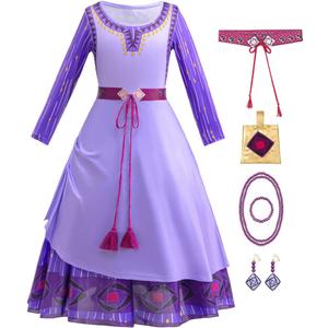 Wish Asha Costume for Girls Princess Halloween Christmas Dress Purple Cosplay Outfit (Purple) Wish Asha Costume for Girls Princess Halloween Christmas Dress Purple Cosplay Outfit (Purple)