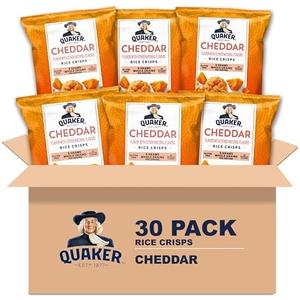 Quaker Rice Crisps, Gluten Free, Cheddar, 0.67 Oz, 30 Count, (BBD Aug. 24, 2025) 