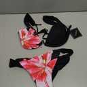 ZAFUL Women's Triangle Bikini Set Bow Decor Spaghetti Straps Bikini Swimsuit 2 Pieces Thong Bathing Suits (3-Black, M)