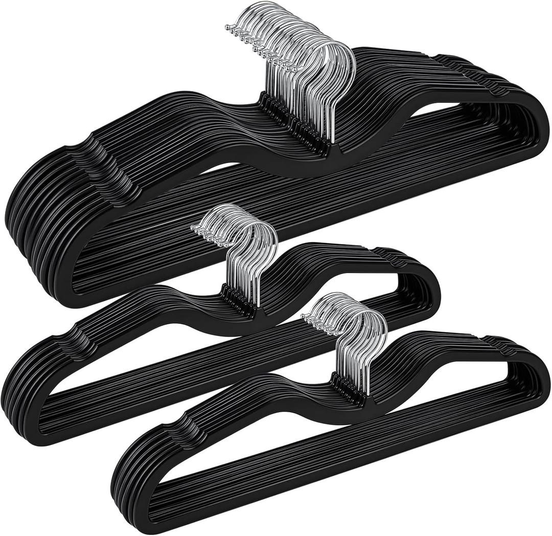 Plastic Hangers 40 Pack Ultra-Thin Space-Saving ABS 360 Swivel Hook Ideal for Closet Organization Fits Coats Shirts Dresses & More (40, Black)