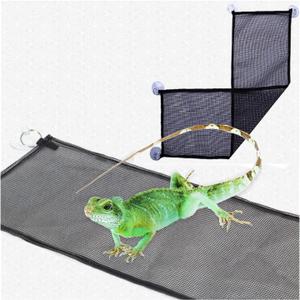 Bearded Dragon Lizard Hammock - Breathable Mesh Lounger Ladder Bearded Dragon, Reptile Hammock Accessories for Bearded Dragons Geckos Lizards (Black)