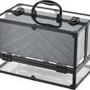 FRENESSA Portable Makeup Case Cosmetics Display Cases Toiletry Organizer Box Transparent Acrylic Artists Train Case with 6 Trays Travel Makeup Tools Storage for Vanity Counter Dresser Organizer Black