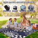 Wallona Outdoor Rugs 9x12 ft Patio Waterproof Clearance Indoor Outdoor Large Carpet for Patio Plastic Straw Reversible Area Rugs Mat for RV, Camping, Balcony, Beach, Picnic, Porch, Flower Blue & White