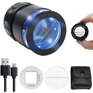 30X Loupe Magnifier, Jewelry Loupe Magnifier with LED Light and Scale, USB Rechargeable Adjustable Focal Length Magnifier 30X Magnifying Glass for Gems, Coins, Stamps