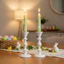 Rely+ White Metal Taper Candle Holders Set of 2  5.75" Decorative Candlestick Holders for Table Centerpiece, Home Dcor, Dining Table, Wedding & Party Decorations