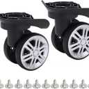 1 Pair Luggage Wheels Replacement, 360 Degree Swivel Spinner Suitcase Wheels, Mute Dual Roller Bearing Silent Trunk for Suitcase Trolley, Travel Case (A09)