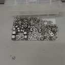 ZQZ 405 Pcs SAE Hex Nuts Assortment Kit, #2-56#4-40#6-32#8-32#10-24#10-32#12-24 1/4"-20 5/16"-18 3/8"-16 7/16"-14 1/2"-13, 304 Stainless Steel Hex Nuts Set