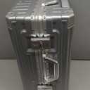 HotWay PC Hard Shell Carry On Luggage with Aluminum Frame, Suitcase with Cup Holder and USB Port, Zipperless Luggage for Business Travel (Silver, Carry On 20Inch)