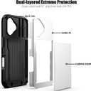 Nvollnoe Compatible with iPhone 16 Case with Card Holder Heavy Duty Protective Dual Layer Shockproof Hidden Card Slot Slim Wallet Phone Cover for iPhone 16 for Women&Men 6.1 inch(White)