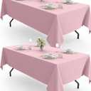 Pureegg Rectangle Table Cloth 60" x 102"  Durable Polyester Tablecloth Offers Reusable & Washable Protection, Ideal for Outdoor Party, Picnic, Wedding, Banquet and Birthday, 2 Pack, Pink