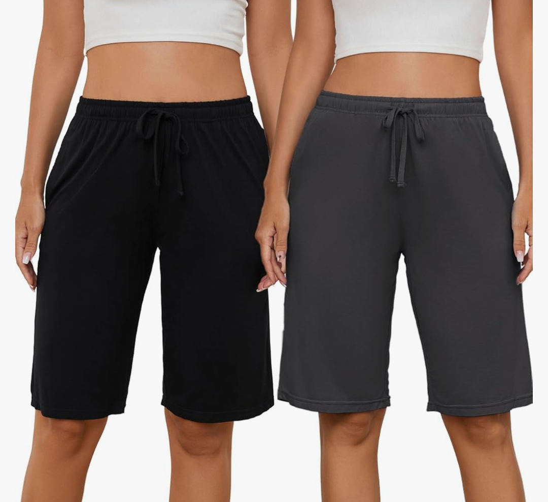 Womens Soft Pajama Shorts Lounge Bermuda Shorts Casual Knee-Length Sleep Shorts S