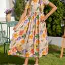 RONGTAI Girls 3D Dress for Girls Printed Short Sleeves Casual Summer Dresses with Pockets for 4-15Y Kids Outfits (6-7 Years, Flower-01)