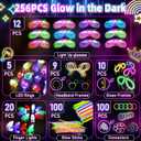 HONLYNE Glow in the Dark Supplies for Kids Adults, Light Up Party Favors, 56 LED Light Up Toys, 100 Glow Sticks Bulk Party Pack DIY Glasses Headbands Necklaces for Neon Party Supplies & Decorations