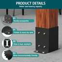 SPACEEUP 4x4 Post Base 2 Pcs, Inner Size 3.6"x3.6" Deck Post Base, Heavy Duty Powder-Coated Post Anchor Black Wood Post Brackets for Decking Porch Railing Support