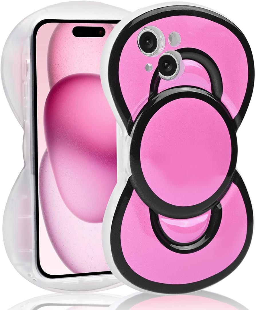 Cute Cases for iPhone 13, 3D Bow Shaped Phone Cover Soft Silicone Protective Phone Case for Girls Women Pink