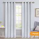 BGment Room Darkening Curtains for Bedroom/Living Room, Thermal Insulated Grommet Window Drapes with Line and Dots Pattern, 2 Panels, Each Panel 55 x 96 Inch, Greyish White
