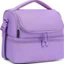 FlowFly Double Decker Cooler Insulated Lunch Bag Large Tote for Boys, Girls, Men, Women, with Adjustable Strap,Purple