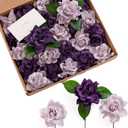Ling's moment Flowers 25pcs Fake Gardenia Lilac & Purple Flowers Artificial Flowers with Stem, Fake Flower for DIY Wedding Decorations Centerpieces Bouquets Boutonnieres (Pur-violet Nocturne)