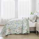 HoneiLife Queen Quilt Bedding Set - 3 Pieces Microfiber Quilt Sets Lightweight Bedspreads Reversible Coverlets Retro Bed Cover Floral Bedding Set Wildflower Quilts All Season Use, Queen/Full-90"x 96"