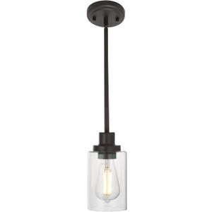 MELUCEE 1-Light Glass Pendant Light Industrial Edison Style Oil Rubbed Bronze Finish, Kitchen Island Lighting Hanging Lamp for Dining Room Sink Bedroom