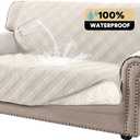 PrinceDeco 100% Waterproof Loveseat Covers for 2 Cushion Couch Sofa Covers Waterproof and Washable Sofa Slipcover with Side Pocket Furniture Protector with Elastic Straps(Loveseat 48", French Oak)