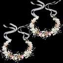Retrowavy 2 Pcs Flower Girl Headpiece Rhinestone Crystal Wedding Headband Bridal Flower Headband for Girls Baby Hair (Pink)