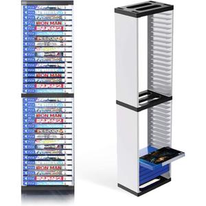Nargos Video Game Storage Stand Tower for PS5/ PS4/ PS3/ Xbox Series S & X/Xbox one Game, Universal Game Disc Holder Vertical Blu Ray Case Organizer