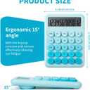 Cute Blue Desk Calculator - 12 Digit Large LCD Display, Big Button, Aesthetic Mechanical Calculator for Office & School