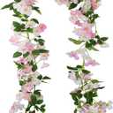 CISDUEO Artificial Cherry Blossom Flower Vine Pink Hanging Cherry Blossom Flower Silk Garland Hanging Vines Faux Flowers for Outdoors Spring Wedding Party Home Table Centerpiece Arrangement Decor