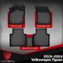 Floor Mats Compatible with Volkswagen VW Tiguan 2018-2024, All Weather TPE Floor Liners, Custom Fit Car mats, 1st & 2nd Row, Black