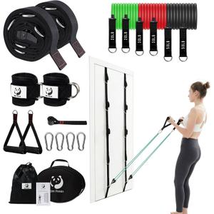 Slim Panda Door Anchor Strap for Resistance Bands, Door Exercise Equipment with Secure Buckle & No Drill Setup, Multi Point Anchor Gym Attachment, Portable Door Resistance Bands for Home Gym Workouts