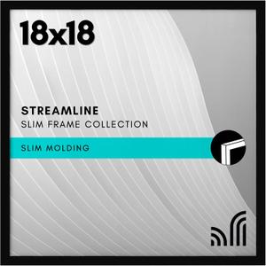 Americanflat 18x18 Picture Frame with Polished Plexiglass - Streamline Collection - Thin Border Square Frame for Wall Display - Hanging Hardware Included - Black
