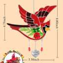 KY&BOSAM Cardinal Suncatcher Had-Painted Staine Glass for Windows Hangings Wind Chimes Pressed Real Flower Wings Glass with Metal Heart Charm Birthday Gifts for Women Mother's Day(A Special Aunt)