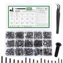 1060 Pcs Small Laptop Screws Kit, Micro Flat Head Phillips Countersunk Bolts, Replacement Computer Screws Assortment Kit for Electronic SSD Hard Disk PC Screw, M1.4 M1.7 M2 M2.5, with Tweezers