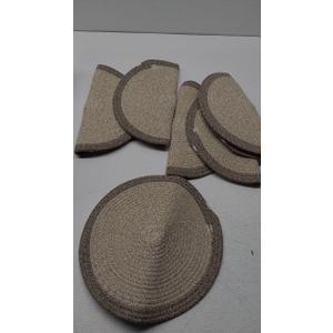 6pcs Round Braided Placemats 14" Non-Slip Round Table Mats for Dining Tables Washable Heat Insulation Woven Placemats Indoor Outdoor for Family Holiday Dinner, Brown